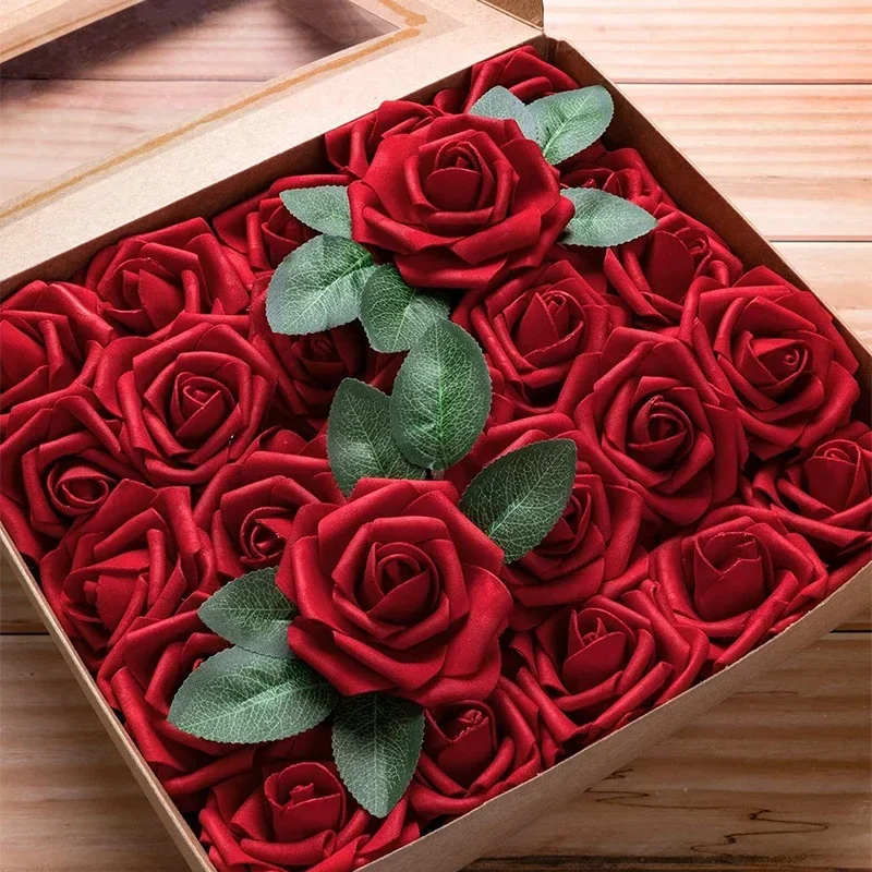 50/5 Uds. De rosas artificiales de espuma Multicolor, rosas falsas para bricolaje, ramos de de boda, arreglos de centros de mesa, decoraciones para el hogar