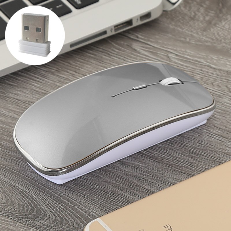 Wireless Mouse for PC Mute Mini Wireless Mouse for Macbook air/Pro USB Receiver Laptop Girls silent mouse draadloze muis: Silver