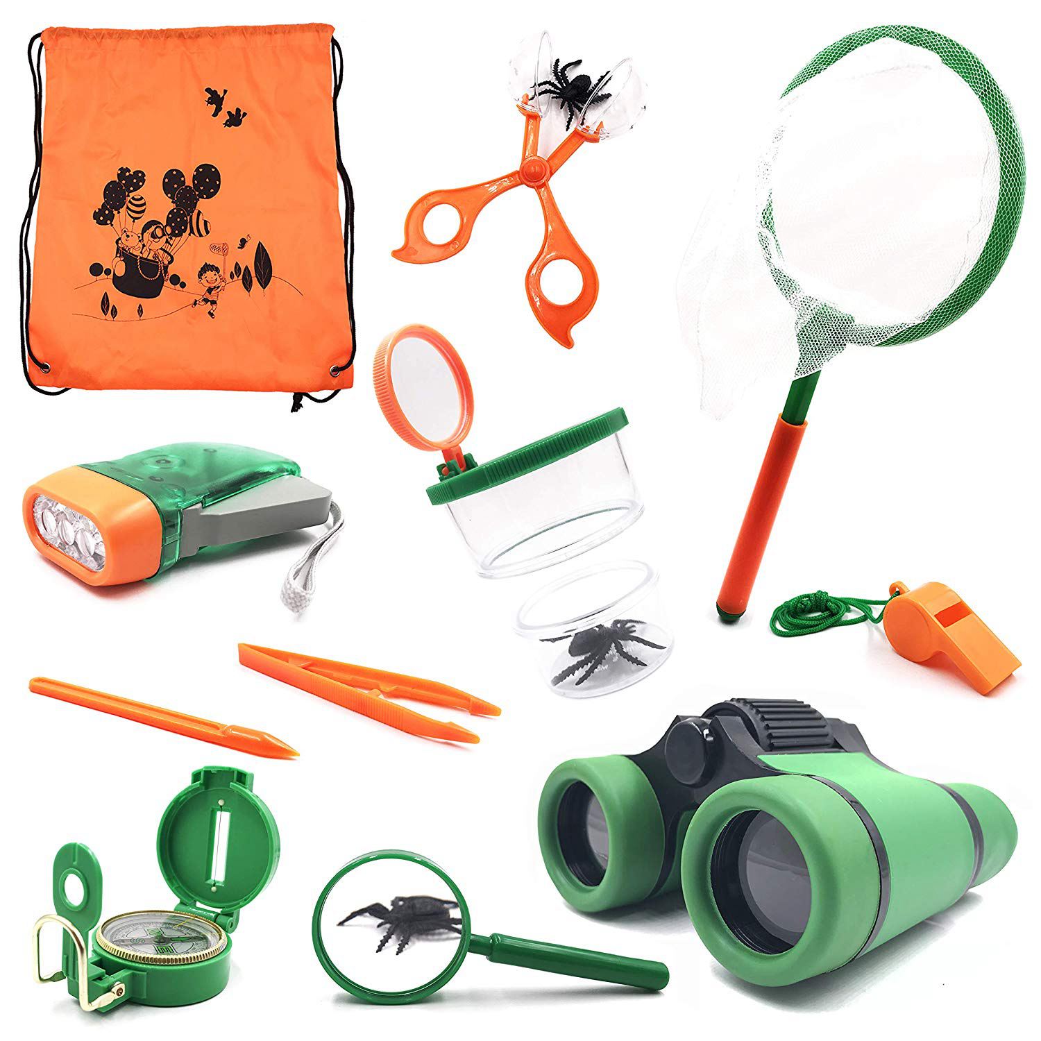 Outdoor Kit di Giocattoli per I Bambini-Set di 12 Avventura Del Capretto Campeggio Esplorazione, outdoor Explorer Kit per I Bambini, Campeggio Giocattoli per