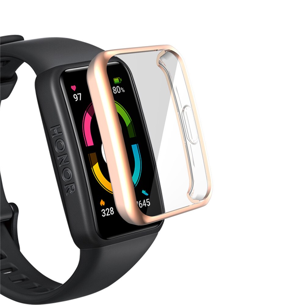 Funda protectora de TPU para reloj Honor Band 6, funda de silicona suave de cobertura completa, Protector de pantalla para Huawei Honor Band 6, accesorios: rose gold
