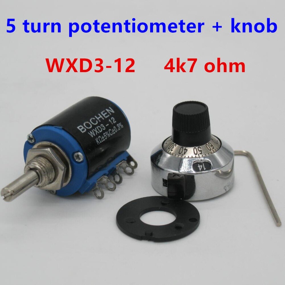1 STKS WXD3-12 2 W 4K7 ohm WXD3-12-2W 4.7 K 5 ring multi-cirkel precisie draadgewonden potentiometer + 1 STKS Digitale knop