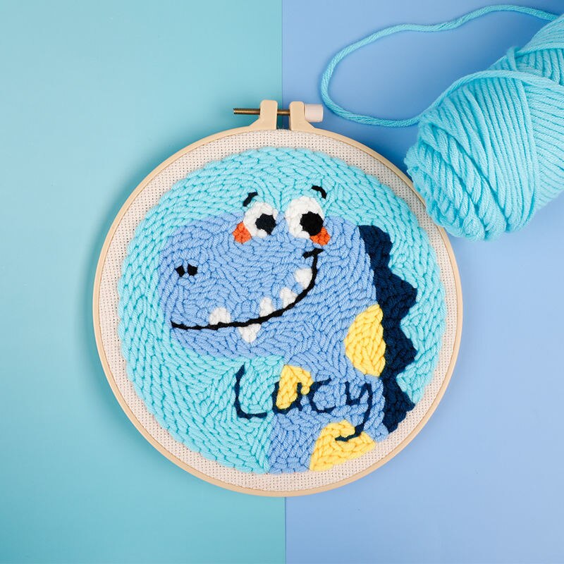 Punch Embroidery Kit Easy Punch Needle Embroidery Kit with Hoop for Beginner Handmade Sewing Kits Craft: D / without punch needle