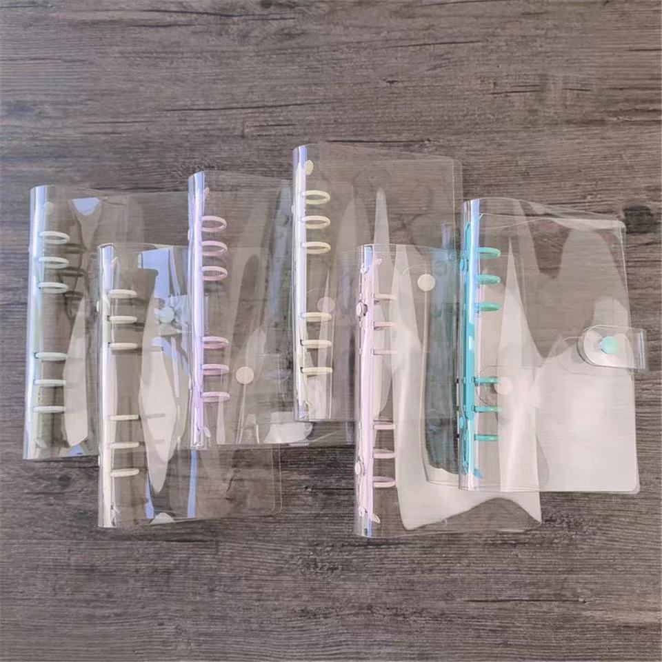 Clear PVC Notebook Cover Standard 6 Rings A6/Notebook Cover Protector 6 Round Ring Binder Loose Leaf Folder for Notebook Diar