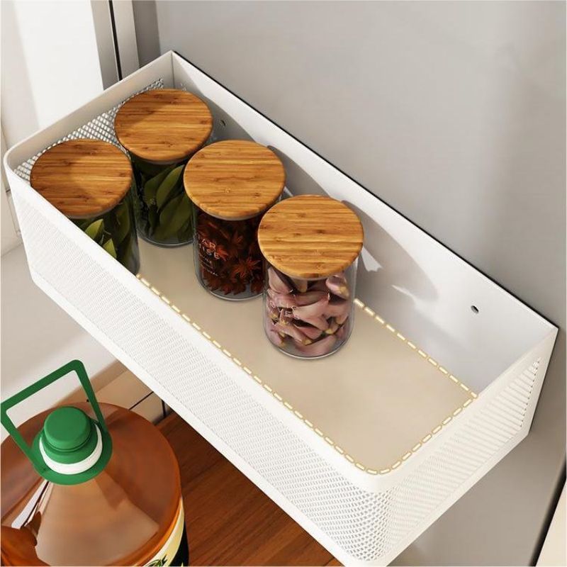 Kitchen Magnetic Storage Rack Refrigerator Magnetic Storage Rack Metal Magnetic Hanging Basket Multi-Functional Storage Box