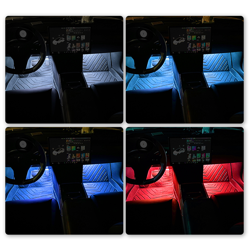 Luz LED de neón para Interior de coche, iluminación de fondo con decoración USB, Lámpara decorativa de ambiente automático Universal de 5V, 18 LED