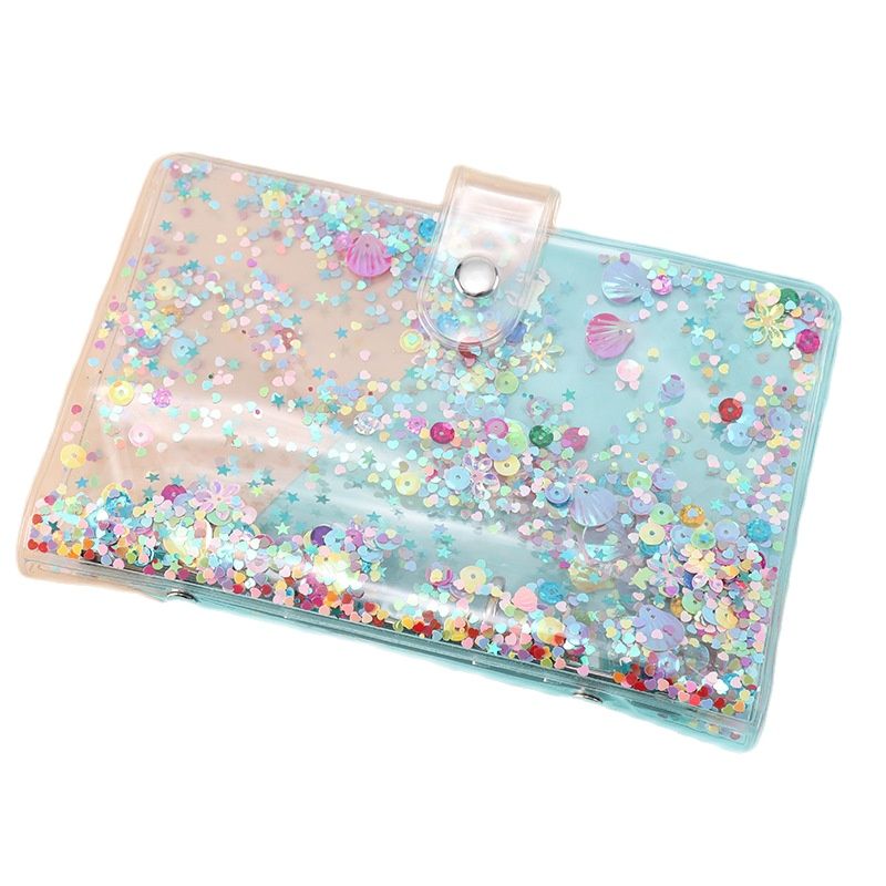 Cute Transparent PVC Glitter Sequins Notebook Cover Office School 6 Rings Binder Spiral Planner Agenda Organizer Notebooks A5/A6: glitter / A6