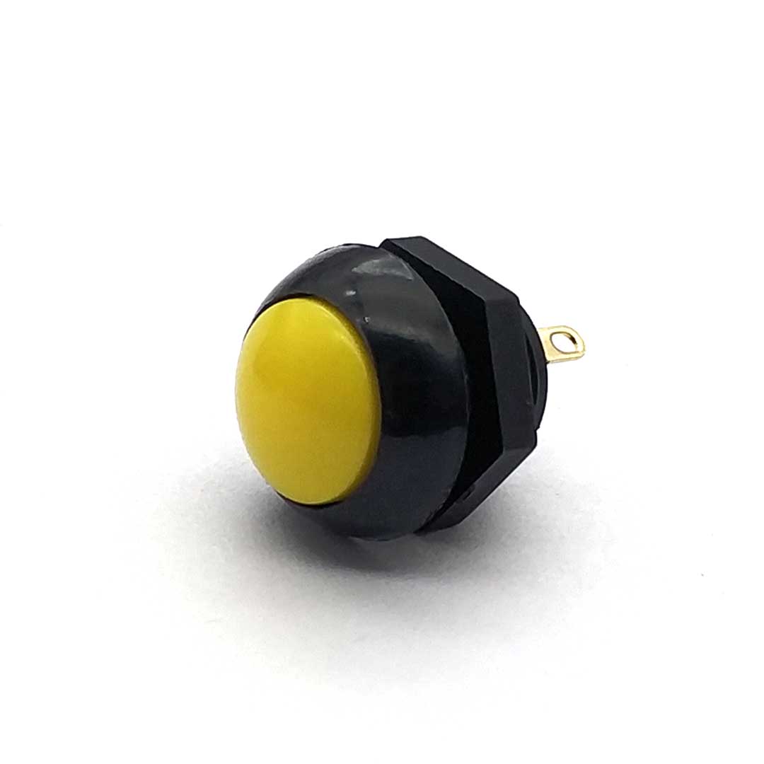 0TT0 Knopfschalter, rund, 12 mm, flacher Kopf, wasserdichter Knopf, Druckknopfschalter, runder flacher Kopf, zurücksetzen-Schalter: Gelb