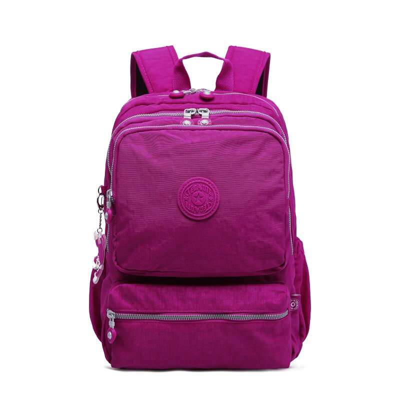 TEGAOTE-Mochila clásica de nailon para mujer, morral escolar para adolescentes, mochila de estudiante estilo pijo, morral femenino: Borgoña