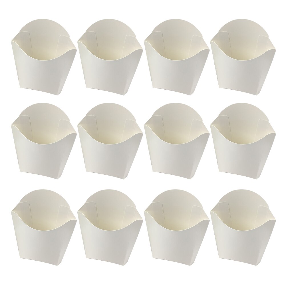24pcs White Paper Grease Resistant French Fry Holders Disposable Snack Cups Containers: Default Title
