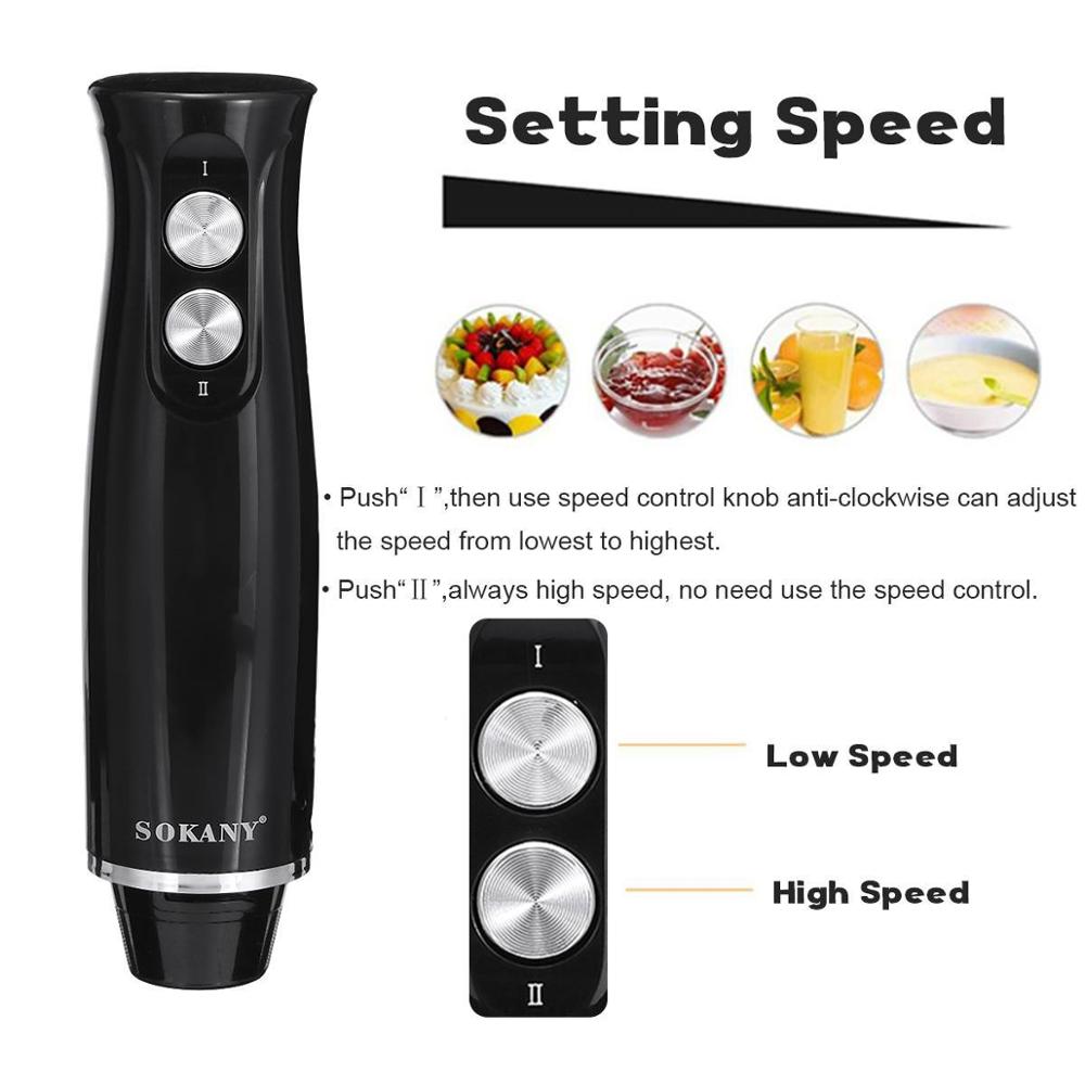 500W 2 Speeds Electric Hand Blender 4 in 1 Vegetable Meat Grinder Chopper Whisk + Smoothie Cup Egg Beater