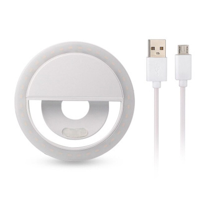 TOKOHANSUN 36 lampada carica USB LED Selfie Ring Light per Iphone Samsung illuminazione Selfie miglioramento della luce di riempimento per tutti gli smartphone: WHITE