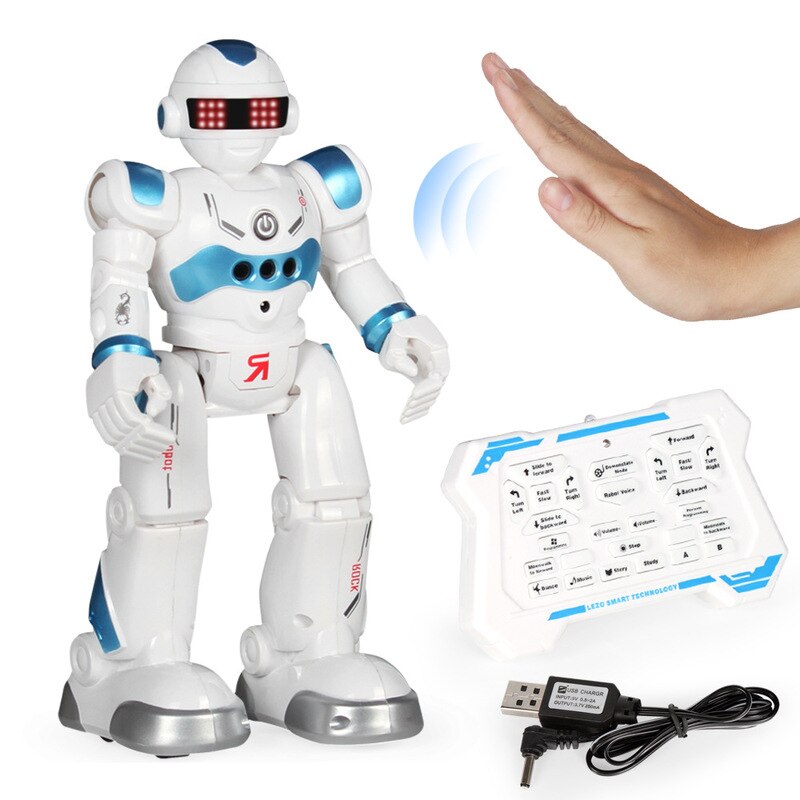Remote Control Robot USB Charging Multifunctional Gesture Sensing Robot Can Sing and Dance Children&#39;s Toys Children: Blue