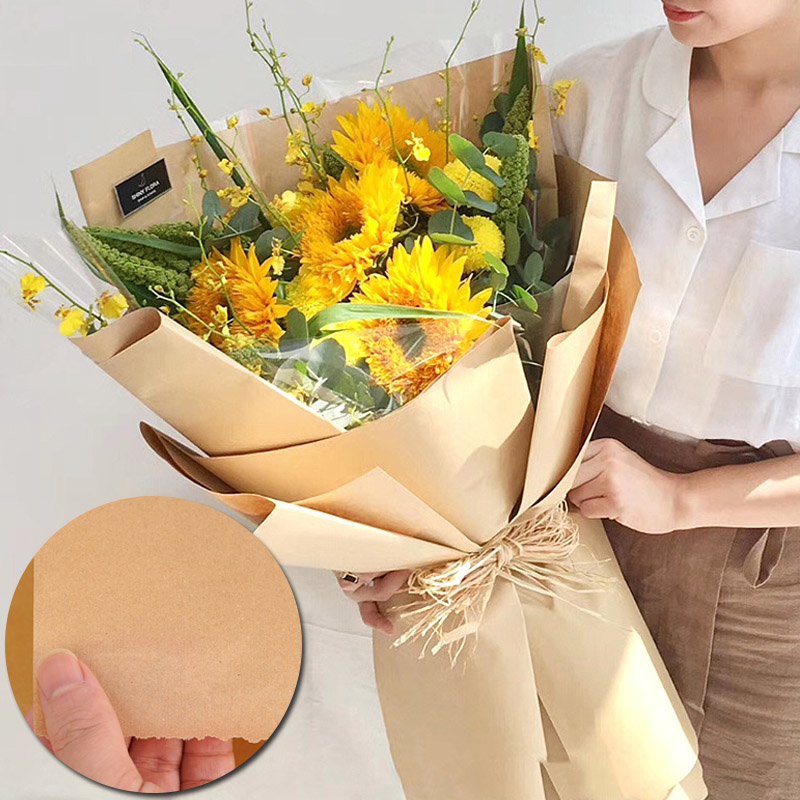 10m brune kraftpapir miljøvenlige emballagepapir, nedbrydelige papiremballagematerialer buketæske hobbypapir