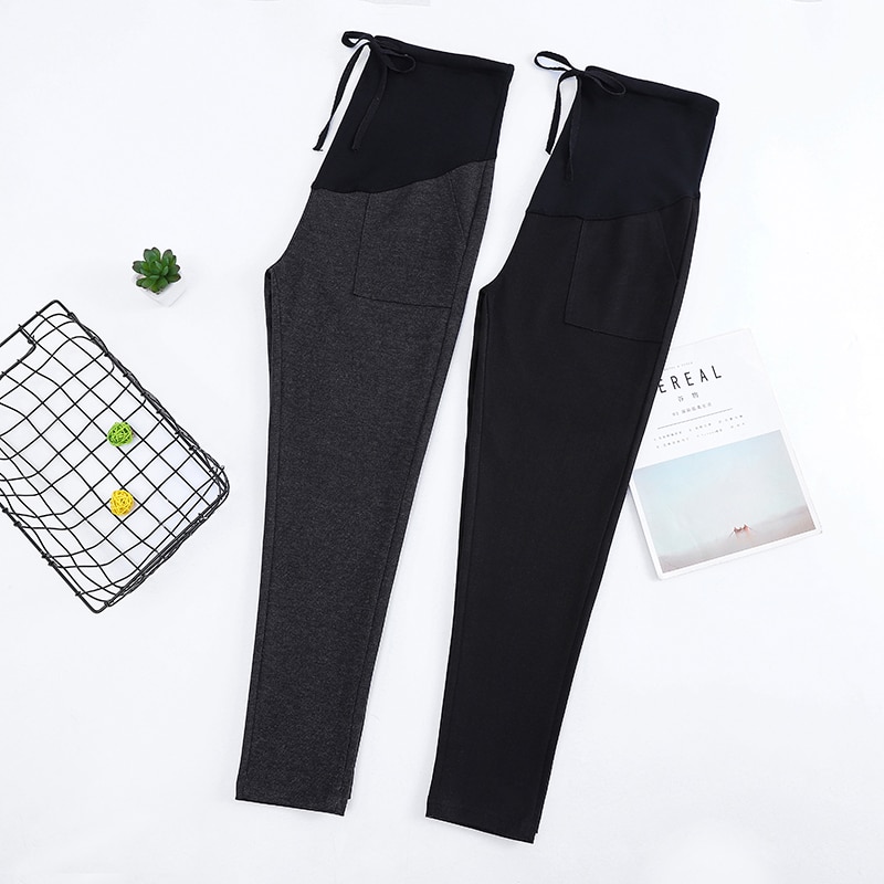 1091# Spring Thin Maternity Pants Elastic Waist Belly Straight Pants Clothes for Pregnant Women Pregnancy Harem Trousers