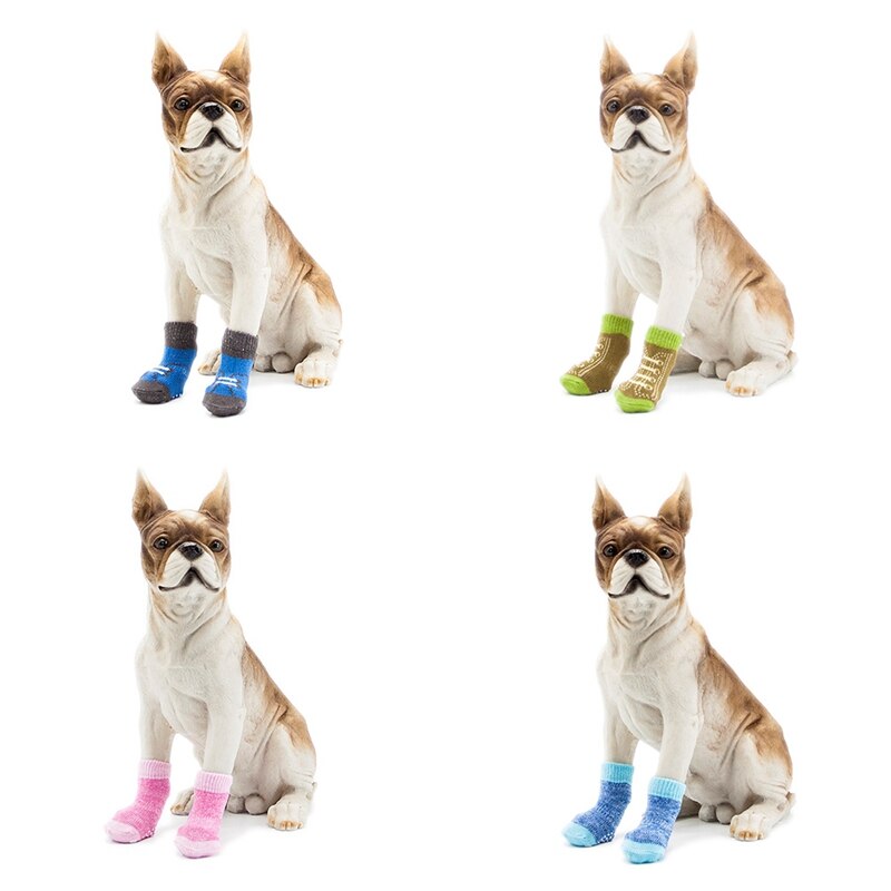 Antislip Gebreide Katoen Hond Sokken Voor Kleine En Middelgrote Honden Franse Bulldog Puppy Warm Walk Hond Sokken Leuke kleding Huisdier Sokken