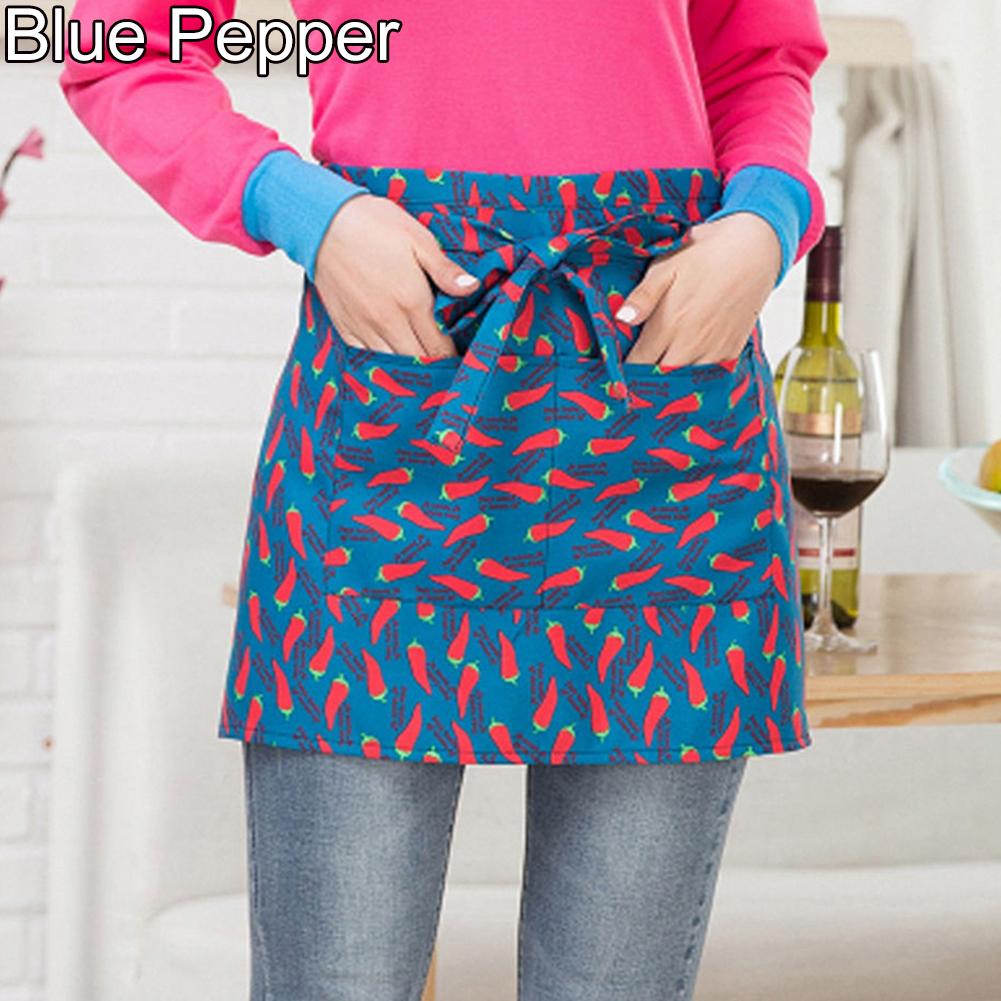 gestreift Plaid halb-Länge Kurze Taille Schürze mit Tasche Gastronomie Koch Kellner Bar