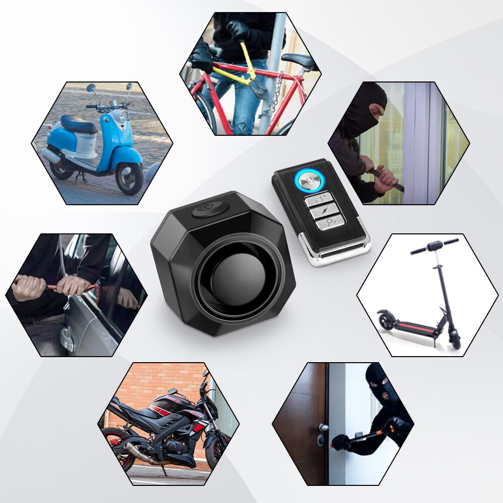Wireless Waterproof Bike Alarm Remote Control Motorcycle Electric Bicycle Security Anti-theft Detector Alarm System USB Charging