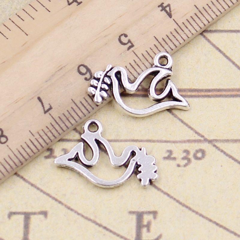 30Pcs Charms Vredesduif Olijf 20X13Mm Tibetaanse Brons Zilver Kleur Hangers Antieke Sieraden Maken Diy Handgemaakte craft