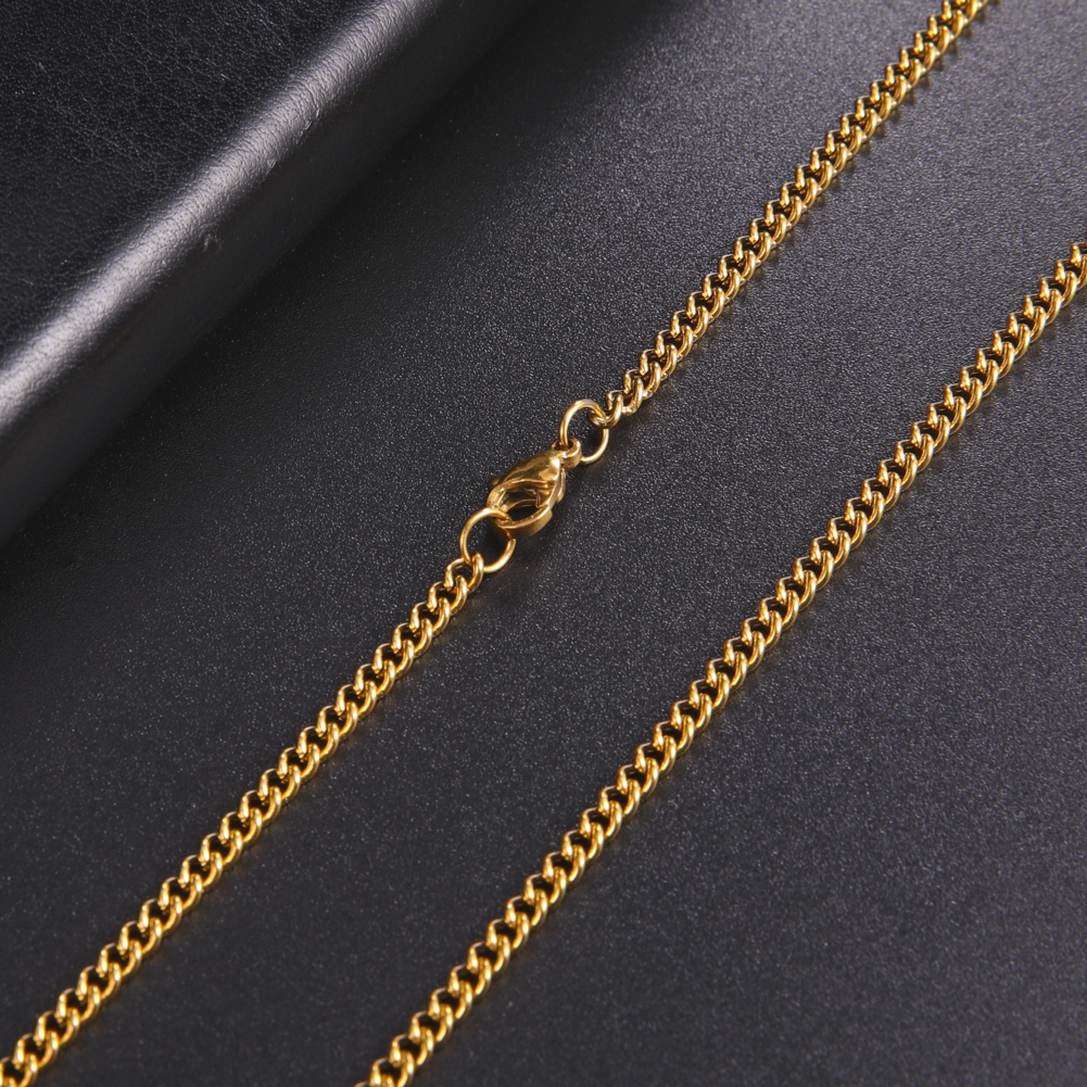 Skyrim-collar de cadena de caja larga de 60cm para hombre, cadenas de eslabones de Color negro y dorado de acero inoxidable, joyería Punk básica al por mayor