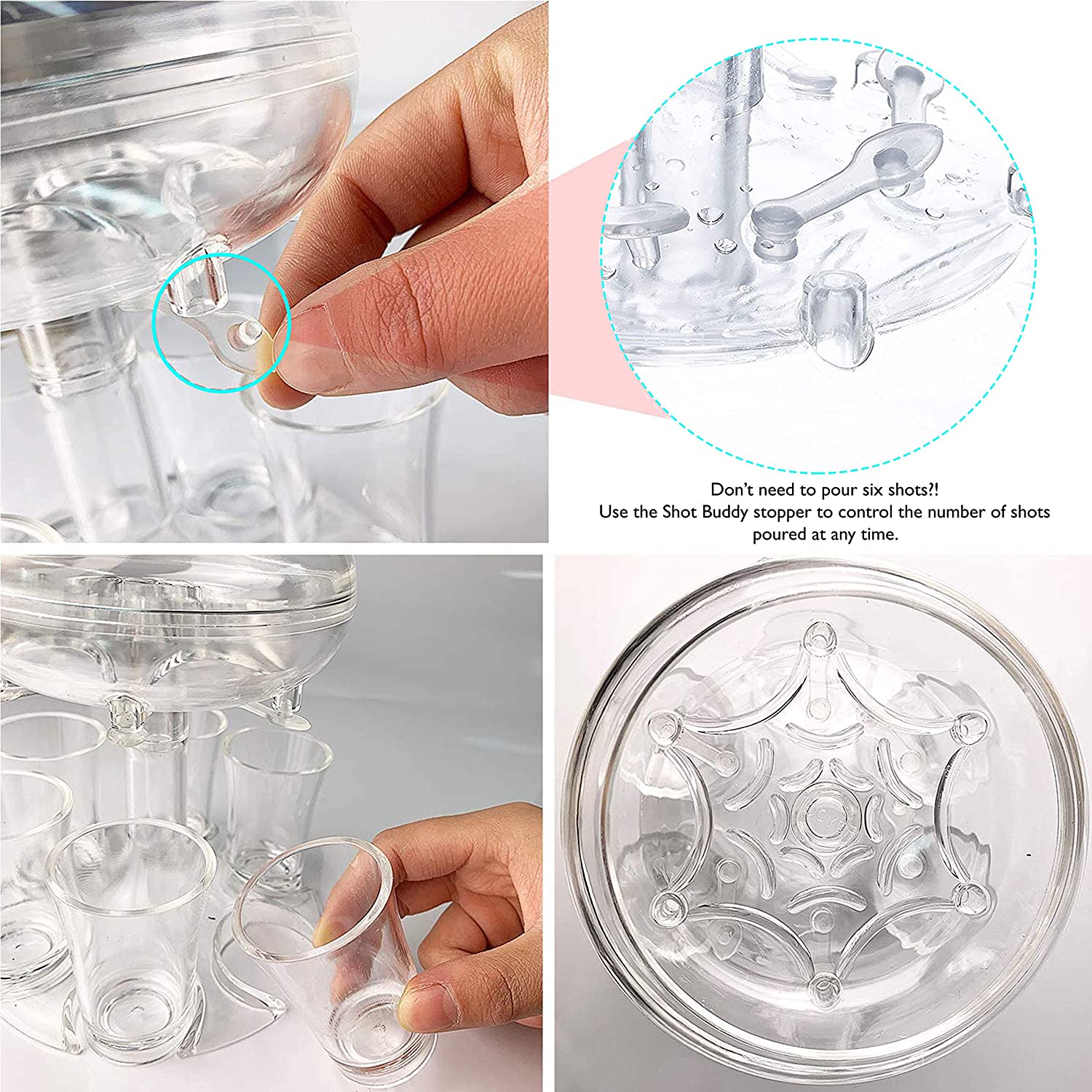Transparent 6-cup automatic wine dispenser, liquor beer party pourer artifact, can meet the party bar party or drinking game