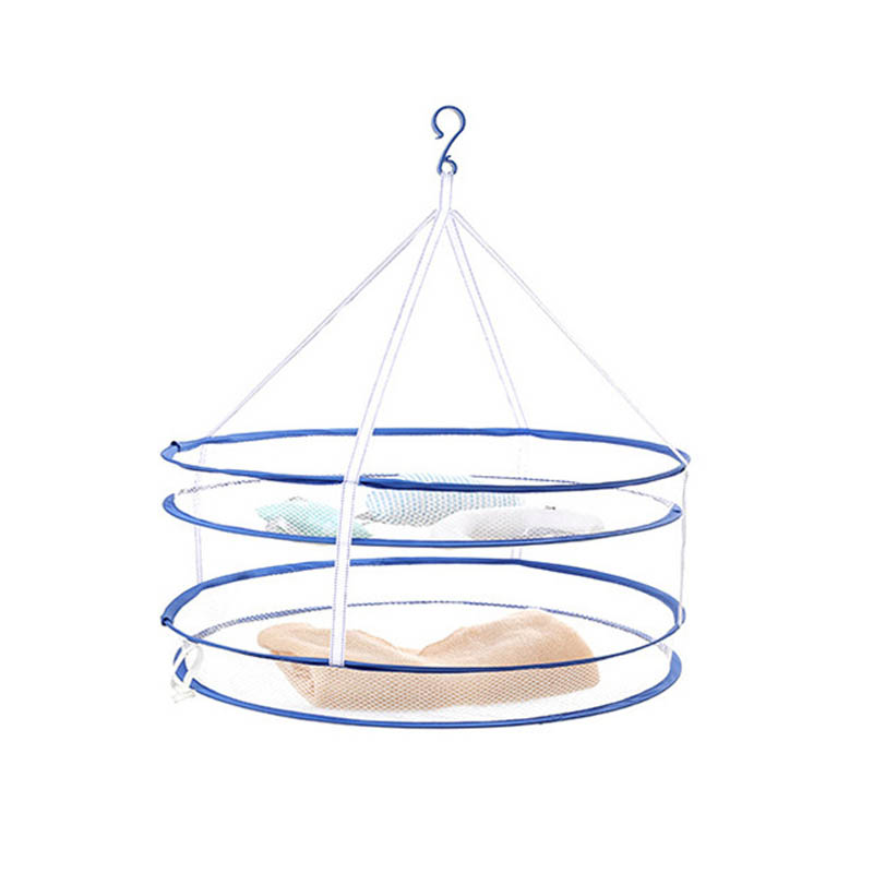 Tendedero redondo de doble capa, plegable, para colgar ropa, cesto para ropa, secador de suéter, red de secado de tela, percha de malla para ropa interior: A