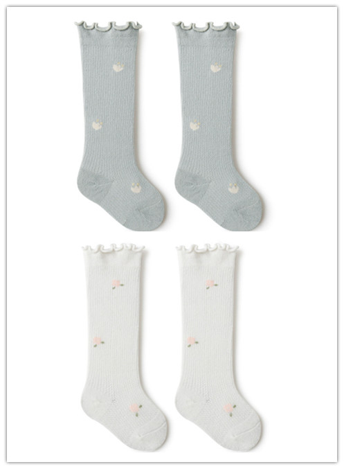 2Pairs 0-3Y spring and summer breathable baby socks combed cotton boys and girls newborn socks: 1 / M