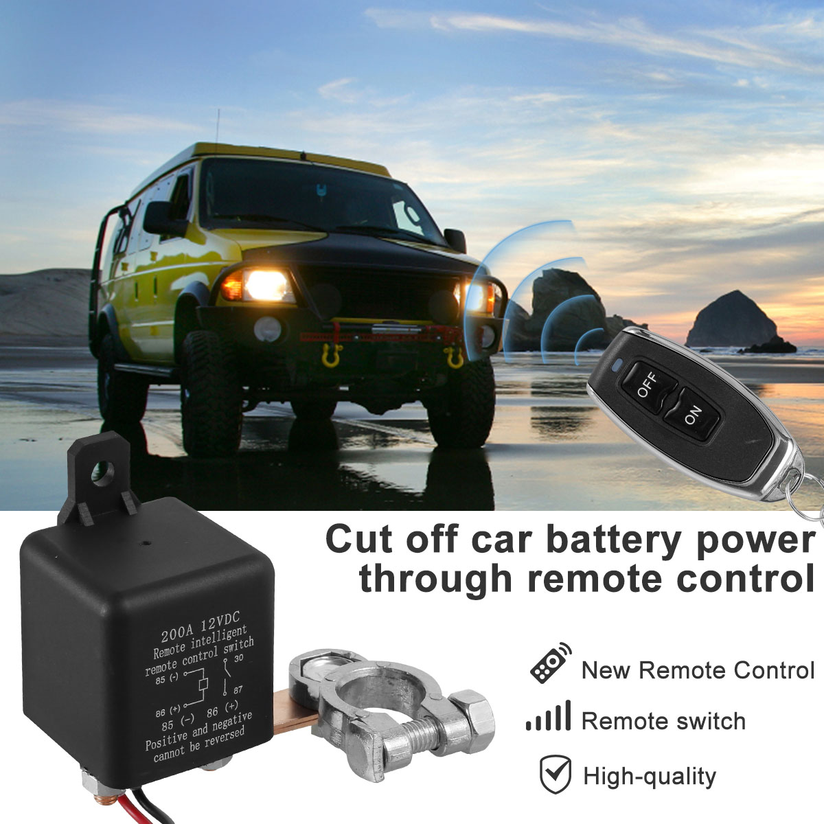 Relé de interruptor de batería de 12V, Control remoto, desconexión de batería, interruptor aislador de corte, interruptor de apagado de batería antirrobo para coche y barco
