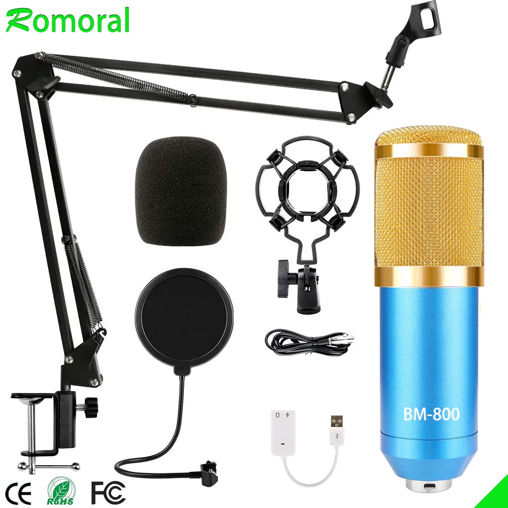 Bm800-conjunto de microfone condensador, gravação em computador, rede k, som da canção