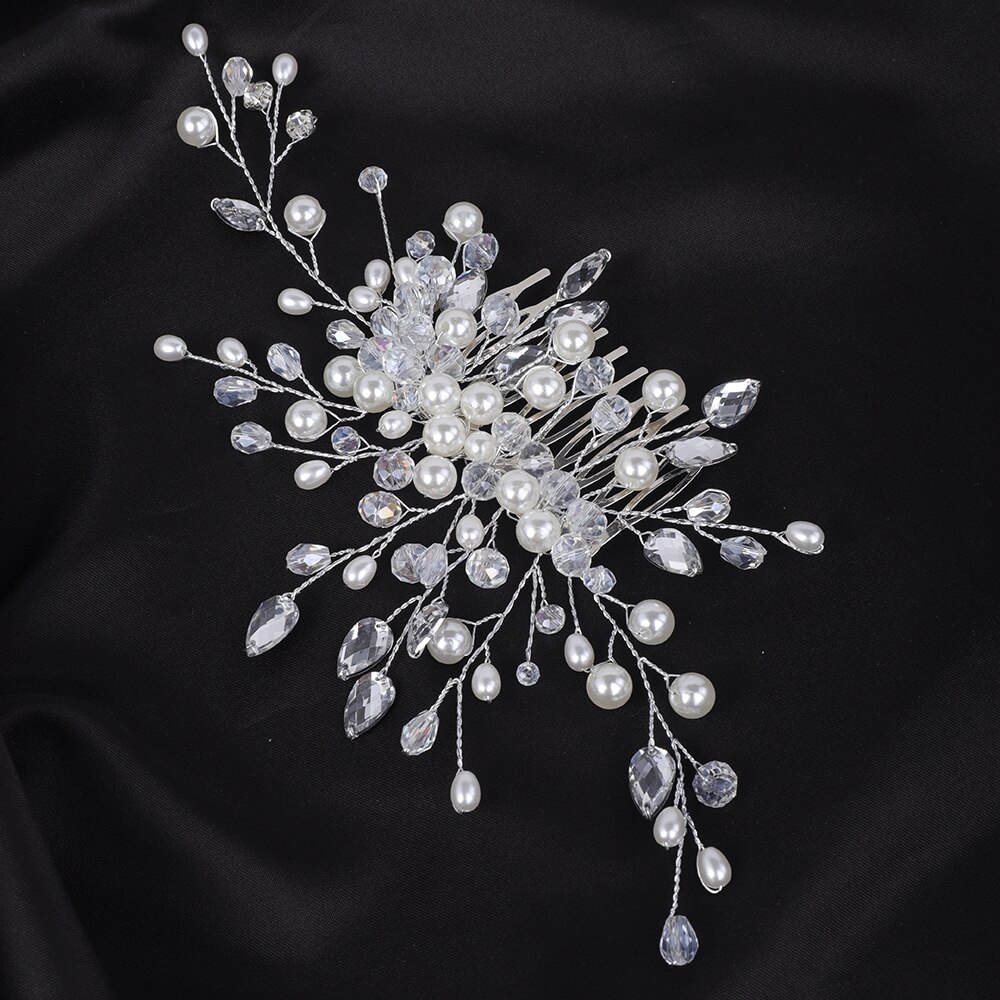 Zilveren Bruiloft Accessoires Voor Haarband Vrouwen Haar Kam Party Haar Sieraden Bruids Strass Haar Decoratie Haar Clips