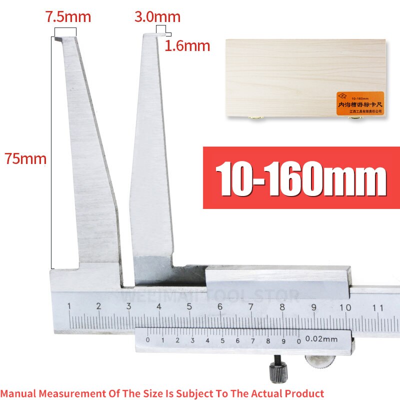 10-160mm Inner Groove Caliper Inside Vernier Caliper Stainless Steel Long Claw For Inner Diameter Measurement Tool Gauge 30-300: 10-160 Inside Groove