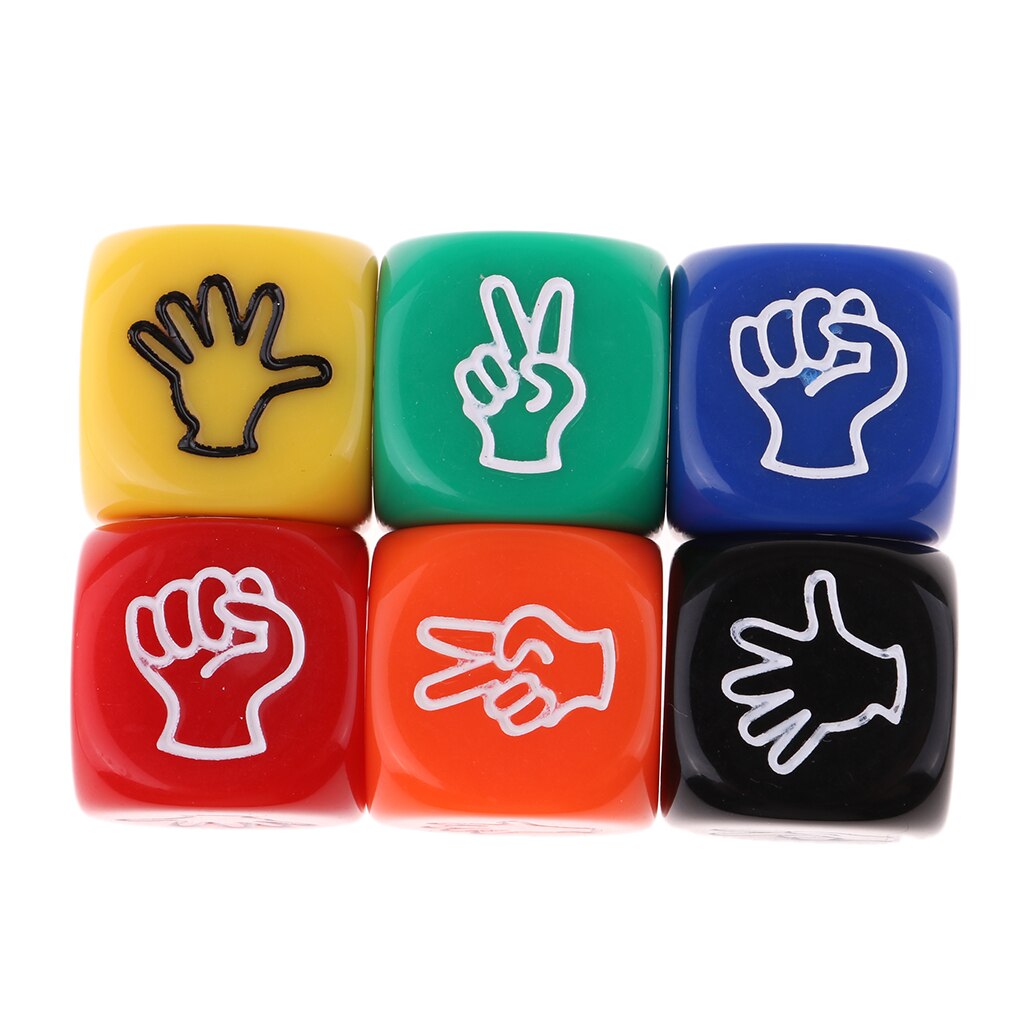 6Pcs Rock Paper Scissors Dice Board Game Counting Cubes Dice Set for Kids Lovers Multi Color Six Sided Club Party Board Game