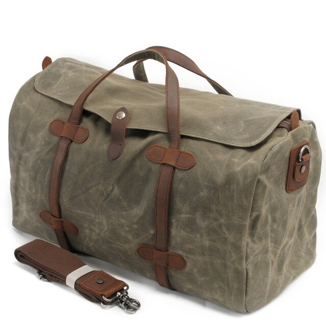 Bolsa de equipaje de viaje para hombre, bolso de lona de gran capacidad, impermeable, para viaje de negocios: army green