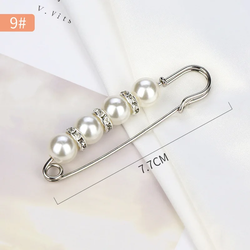 2/4 Uds broche de perlas alfileres suéter chal Clips imitación perla diamantes de imitación Collar Pin de seguridad para mujer chica ropa vestido Accesorios