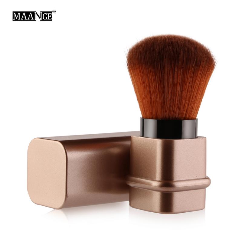 Retractable Single Makeup Brush Upscale Makeup Brush Makeup Tools Kabuki Loose Powder Blush Brush: Gold