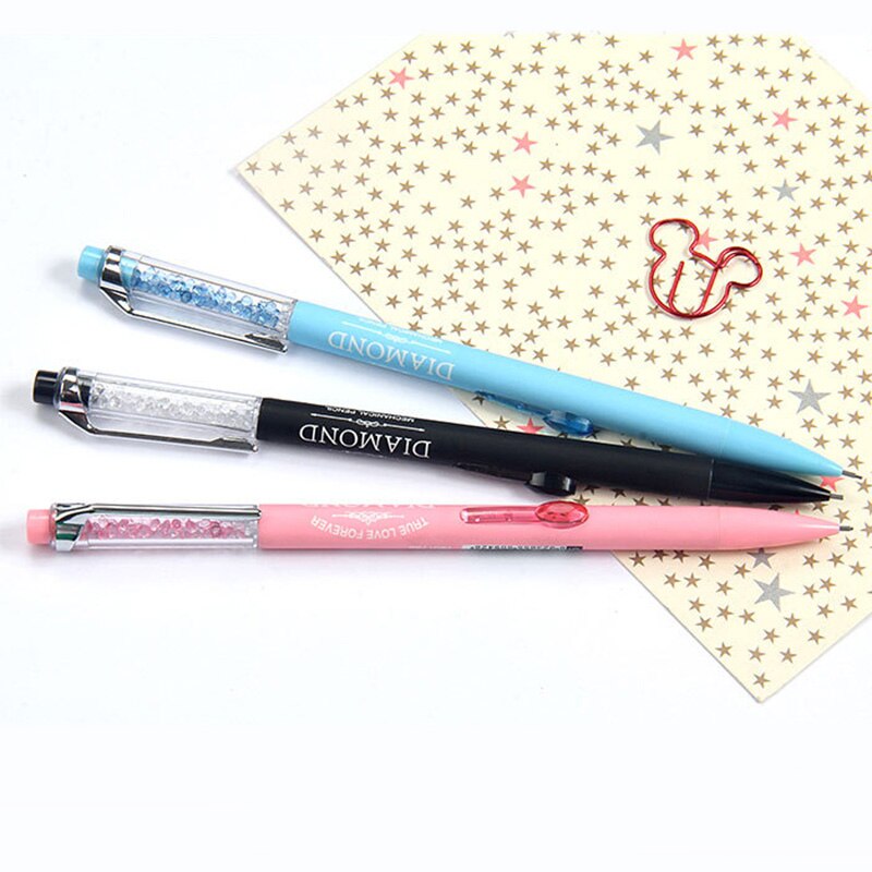 Lápiz mecánico de cristal para chicas, lápiz mecánico de diamante como útiles escolares de escritura de oficina 5 unids/lote