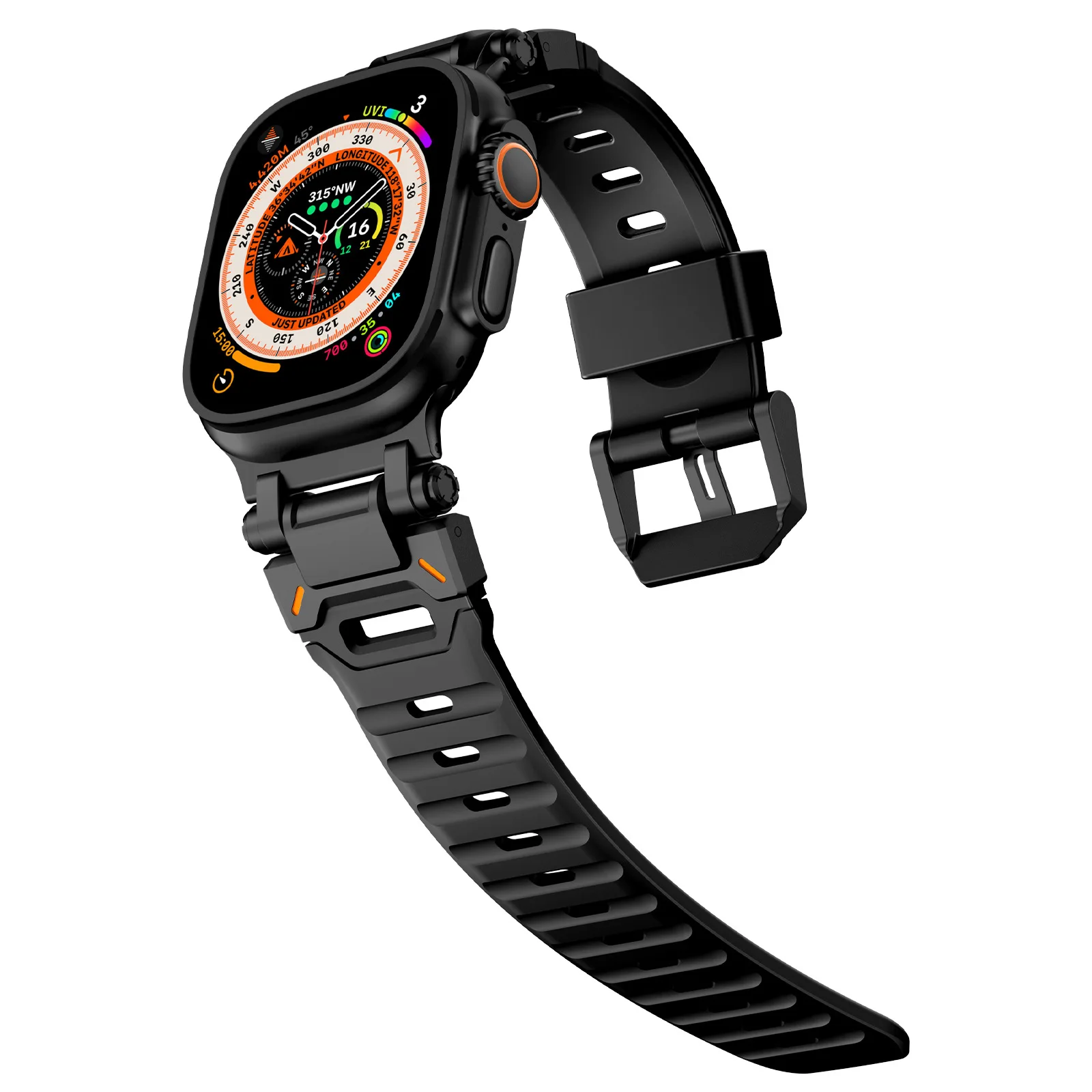 Pulseira de borracha para Apple Watch, Pulseira TPU de luxo, Ultra 2, 49mm, Série 9, 8, 7, SE, 6, 5, 4, cinta para iWatch Ultra 49, 45 milímetros, 42, 44 milímetros: Red black / 12mm
