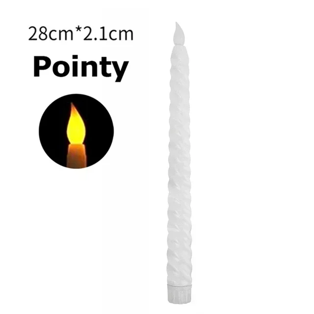 Bougies LED longues sans flamme, 1/6 pièces, bougies pointues, alimentées par batterie, bougies scintillantes, décoration de fête de noël: Violet / jaune clair