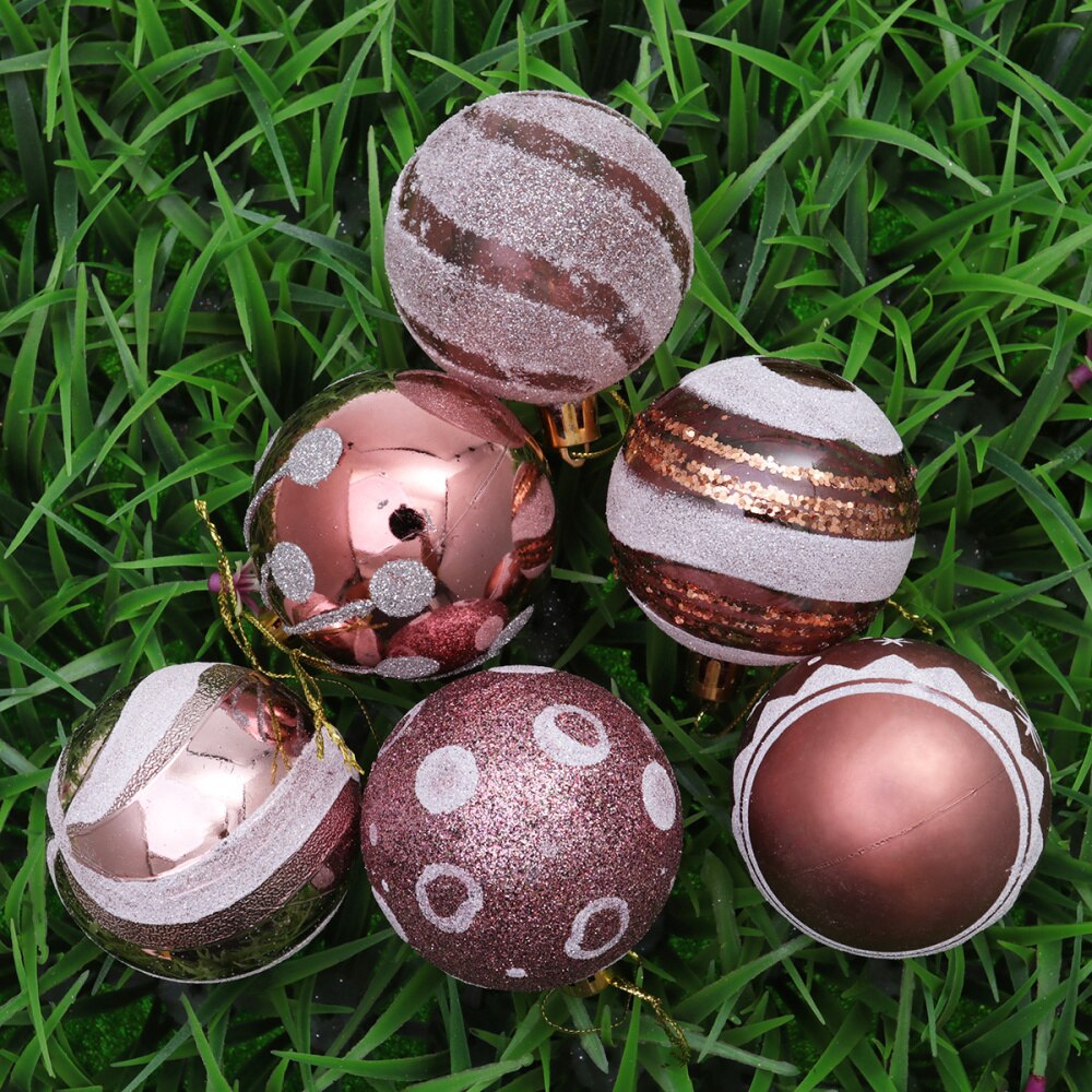24Pcs 6cm Christmas Balls Hanging Decoration Christmas Tree Ornaments for Party Prom Rose Gold Pattern: Rose Gold