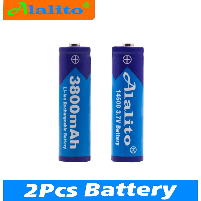 Alalito Aa 14500 3800 Mah 3.7 V Lithium Ion Oplaadbare Li-Ion Batterij Batterijen En Led Zaklamp,