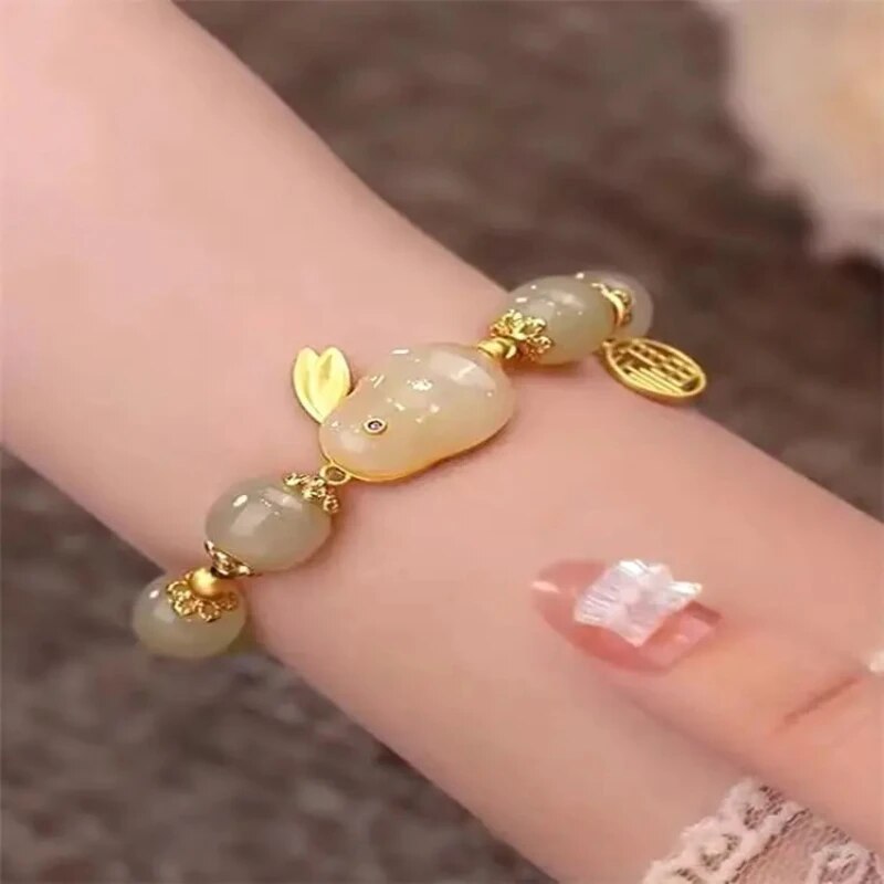 1pc Huan Schönheit Jade Kaninchen Armbinde Mädchen Reiche Kaninchen Kleine Kaninchen Nische Hohe Aussehen Ebene Armbinde