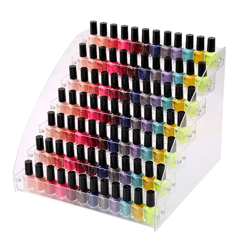 Acrylic Nail Polish Display Organizer 2-3-4-5-6-7 Layer Manicure Cosmetics Jewelry Display Stand Holder Clear Acrylic Makeup Box: 7  layer