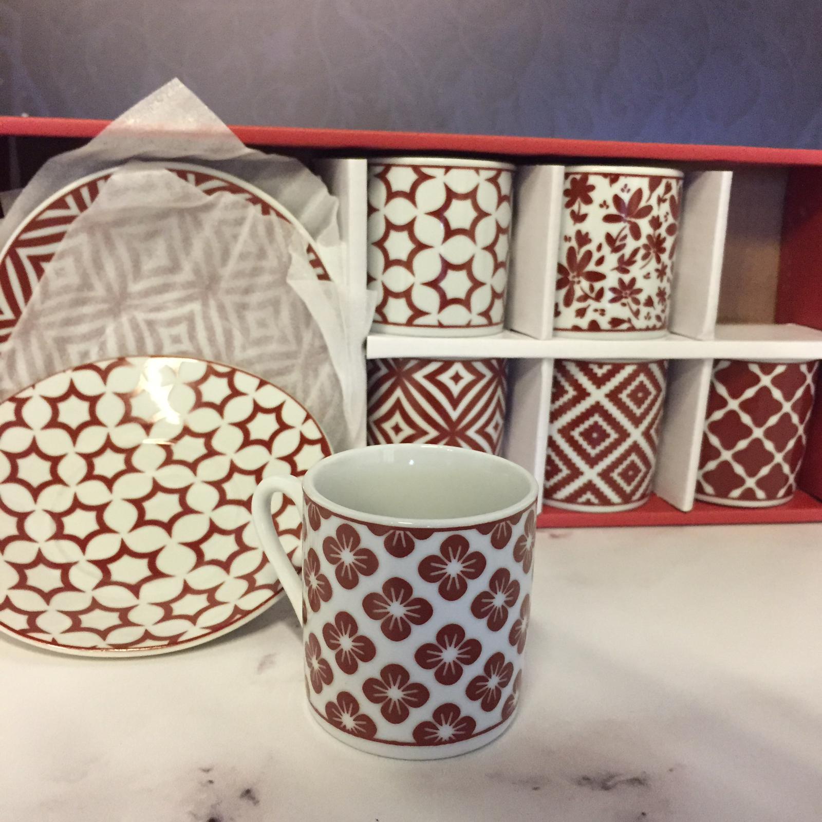 Set Van 2 Turkse Koffie Porseleinen Kopjes Traditionele Keramische Koffie Mokken Beste Home Decor Demistasse Espresso Türk Kahvesi: 6 pcs Red Set