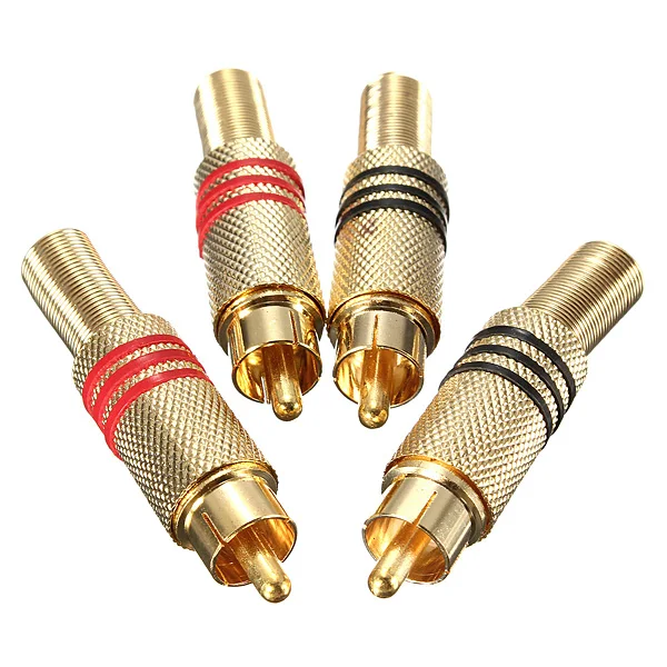 4 Stücke 2 Paar Gold RCA Phono Stecker Lot Audio- Video Kabel Adapter Stecker Großartig für Audio- Lautsprecher