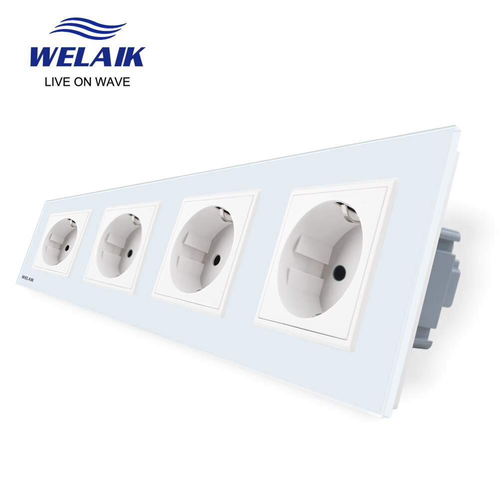 Welaik eurooppalainen standardi 16a pistorasia eu pistorasia 80*80mm 220v pistorasia 16a pistorasia lasipaneeli seinäpistorasia  a18ew