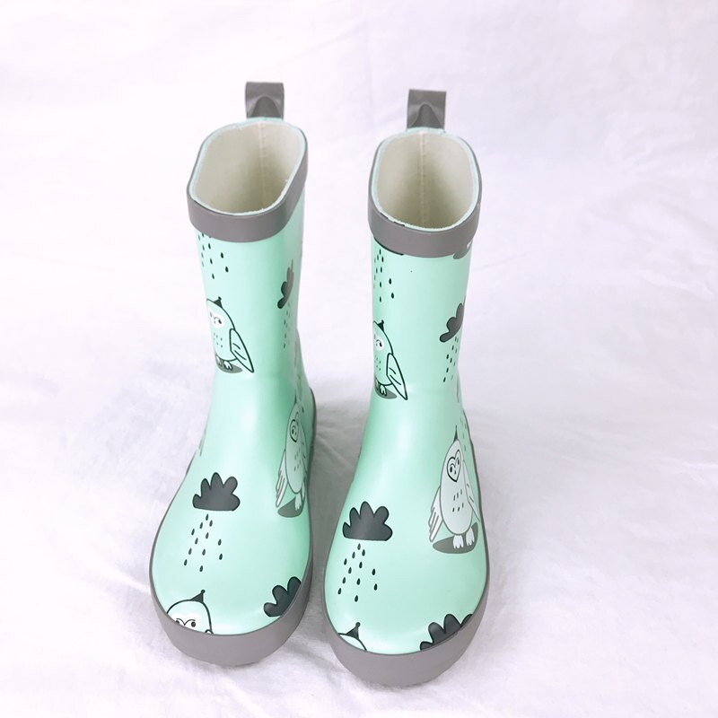 Dziewczyny chłopiec kalosze na deszcz dzieci dziewczyna drukowane kalosze dziecięce wodoodporne miękkie kalosze buty robić wody dla dzieci rozmiar 23-32: zielony / 23