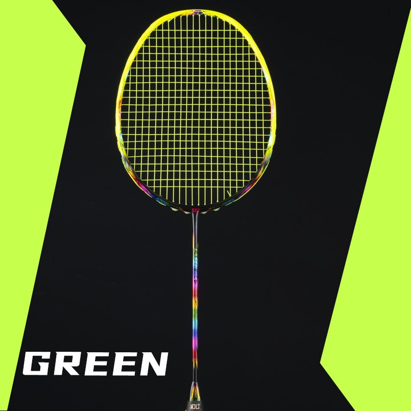 Ultra-light 4U Badminton Racket Full Carbon Fiber Resistant G5 Middle Shot High Pound Offensive And Defensive Single Shot -40: green