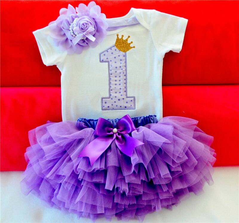 3pcs Baby Girl 1 Year Birthday Party Dress For Toddler Christening Tutu Cake Girls Dress Newborn 1st Baptism Vestido Outfits: ITEM 19