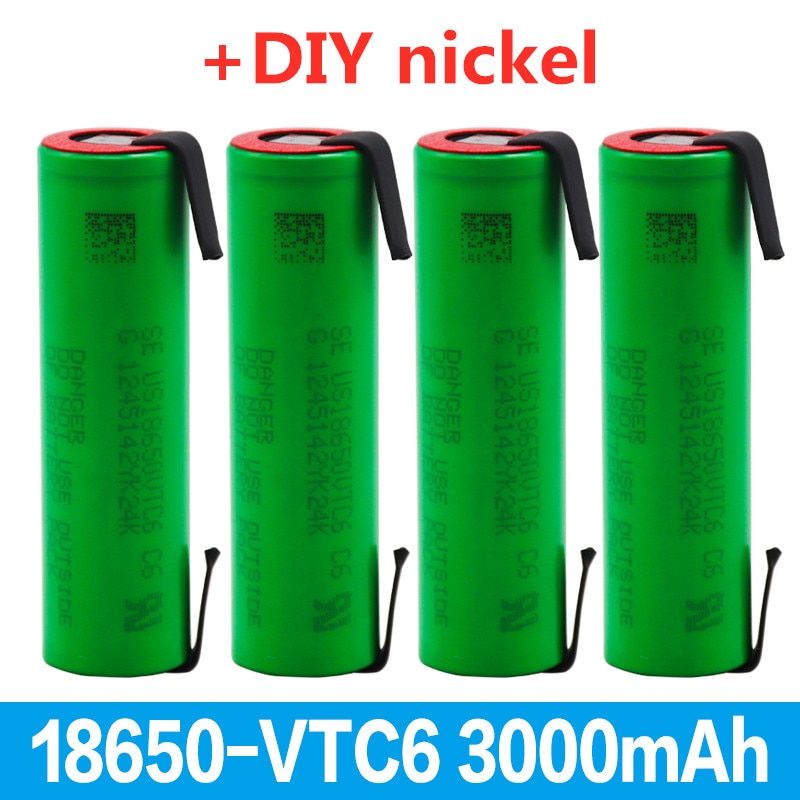 100% original 3.7V 3000mAh 18650 battery us18650 for Sony VTC6 30A toys tools flashlight battery + DIY nickel piece