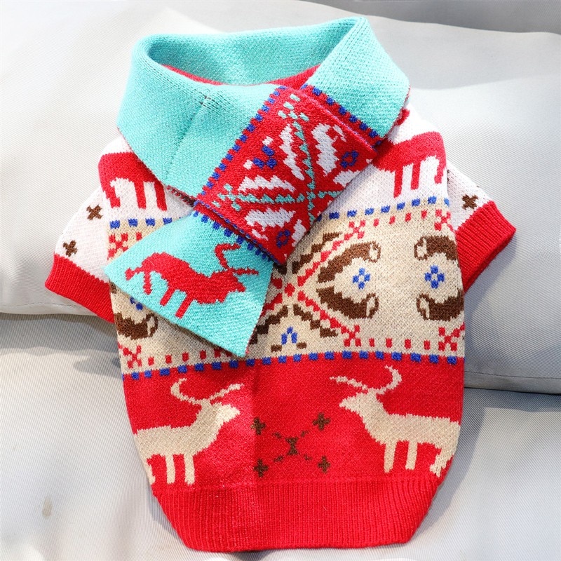 Kerst Winter Hond Kleding Elanden Warme Trui Sturen Sjaal Cartoon Hond Kleding Voor Kleine En Middelgrote Huisdieren Shirt Yorkshire Chihuahua