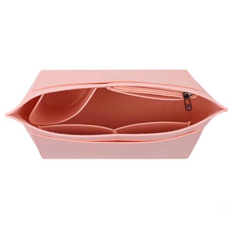 Purse Organizer,Multi-Pocket Felt Handbag Organizer, Folding Tote Bag organizer insert Makeup Organizer for Longchamp: S / Pink
